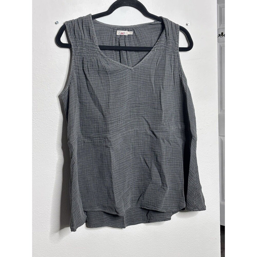 Faherty Ainsley Tank Top Dream Organic Cotton Gauze gray sm